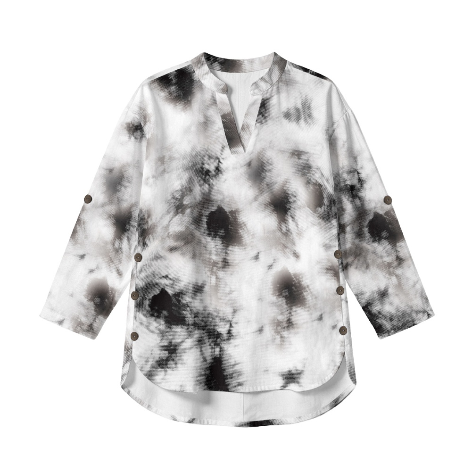 Linen Shirt Breathable - INSTANTARTS Damen-Leinenhemd mit V-Ausschnitt, atmungsaktiv, langärmelig,