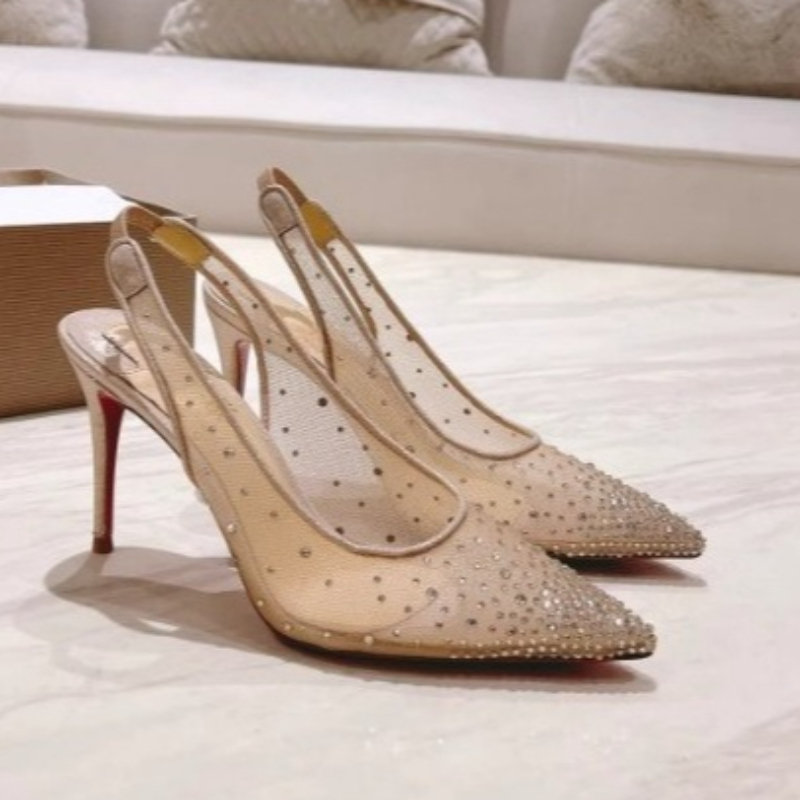 Casual Sandal Leather - Netz-Strass Rückenfreie Stiletto Damen High Heels
