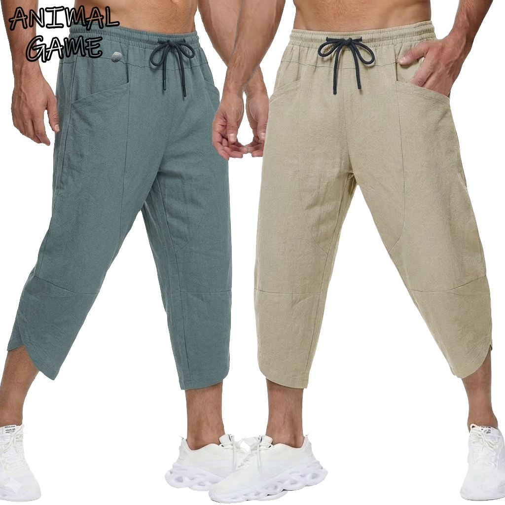 Short Linen Drawstring - Sommerliche Herren-Freizeithose aus Leinen, kurze Hose,