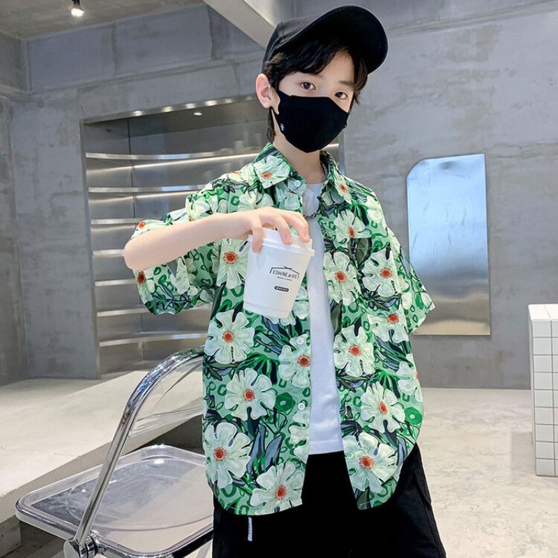 Resort Shirt Floral - Jungen Blumenhemd Sommer-Set 2026 HK-Stil Strand