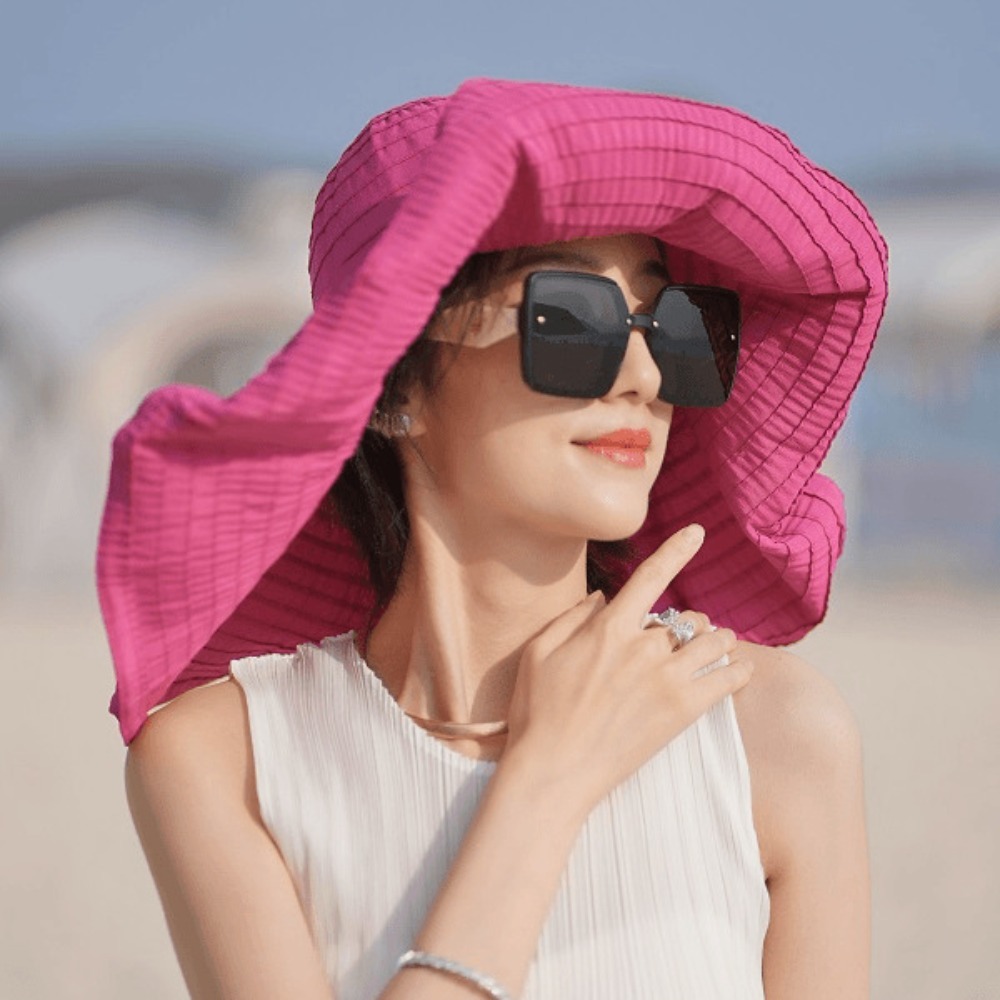 Packable Hat Nylon - Faltbarer Schleifenknoten-DIY-Hut mit breiter Krempe, UV-Schutz,