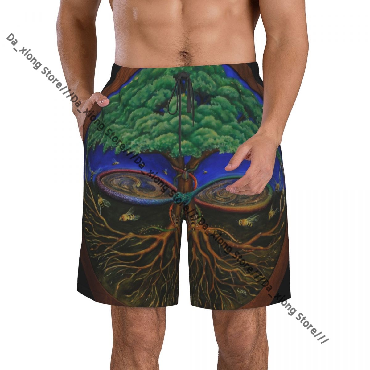 Trunks Board Surf - Herren-Bademode, Badeshorts, Trunk, kabbalistischer Baum des