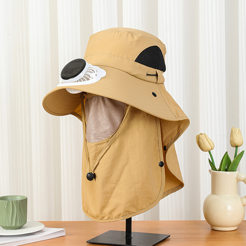 Bucket Hat Straw - Herren-Sonnenhut mit breiter Krempe und Nackenschutz,