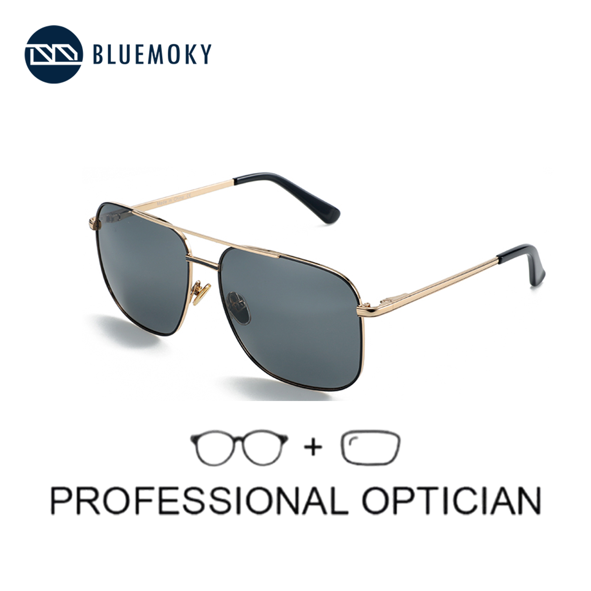 Sunglasses Aviator Polarized - BLUEMOKY Aviator Polarisierte verschreibungspflichtige Sonnenbrille, Doppelbrücken-Design,