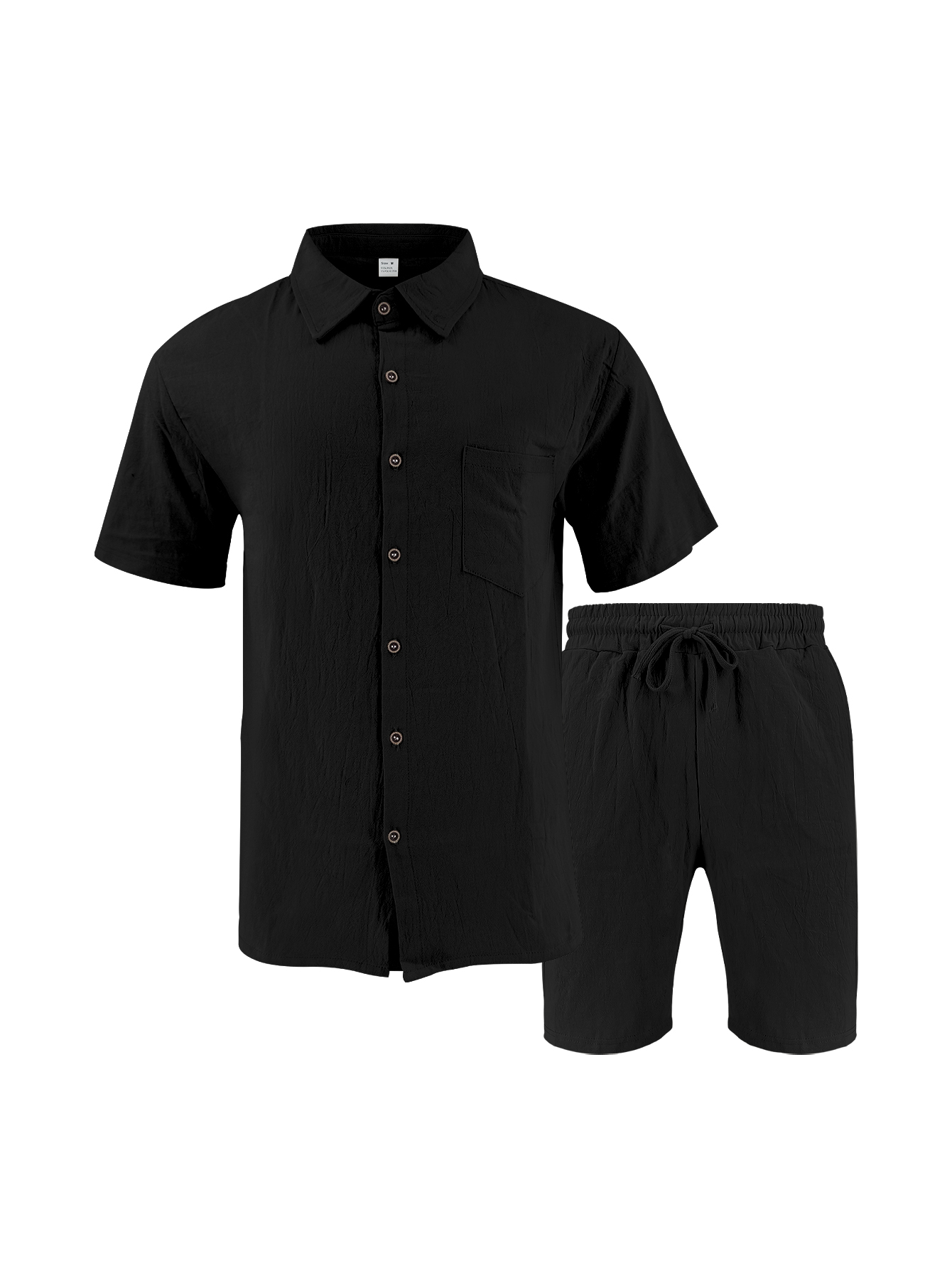 Linen Shirt Breathable - Herren-Leinen-Set mit Strukturoptik, Zweiteiliges Set, Kurzarm-Hemd
