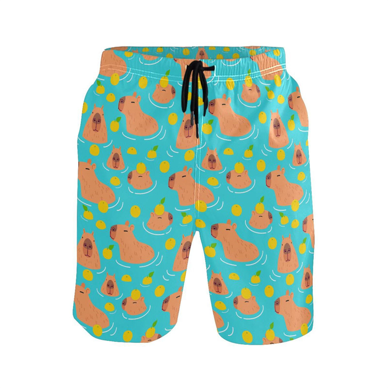 Trunks Board Surf - Cartoon Tier 3D-Druck Capybara Strand Shorts