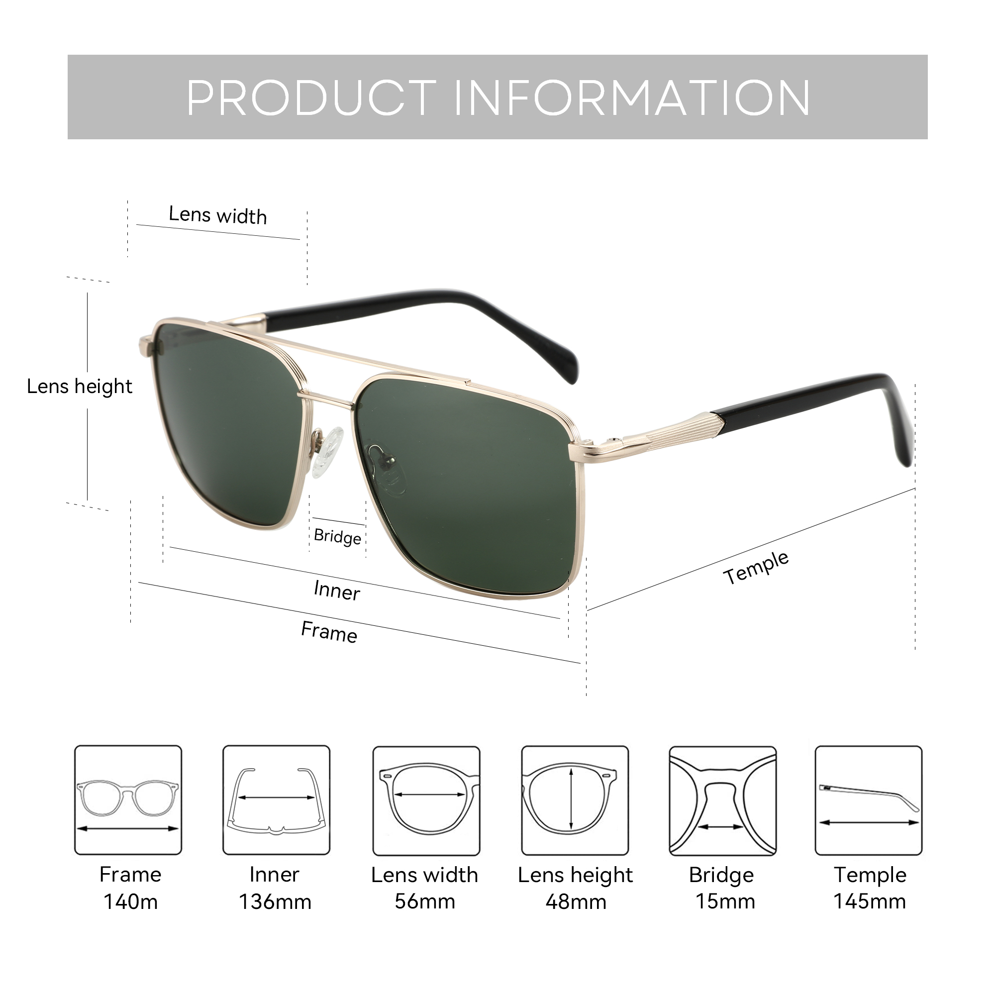 BLUEMOKY L Größe Mode Metall A – Sunglasses Aviator Polarized Bewertung und Preis