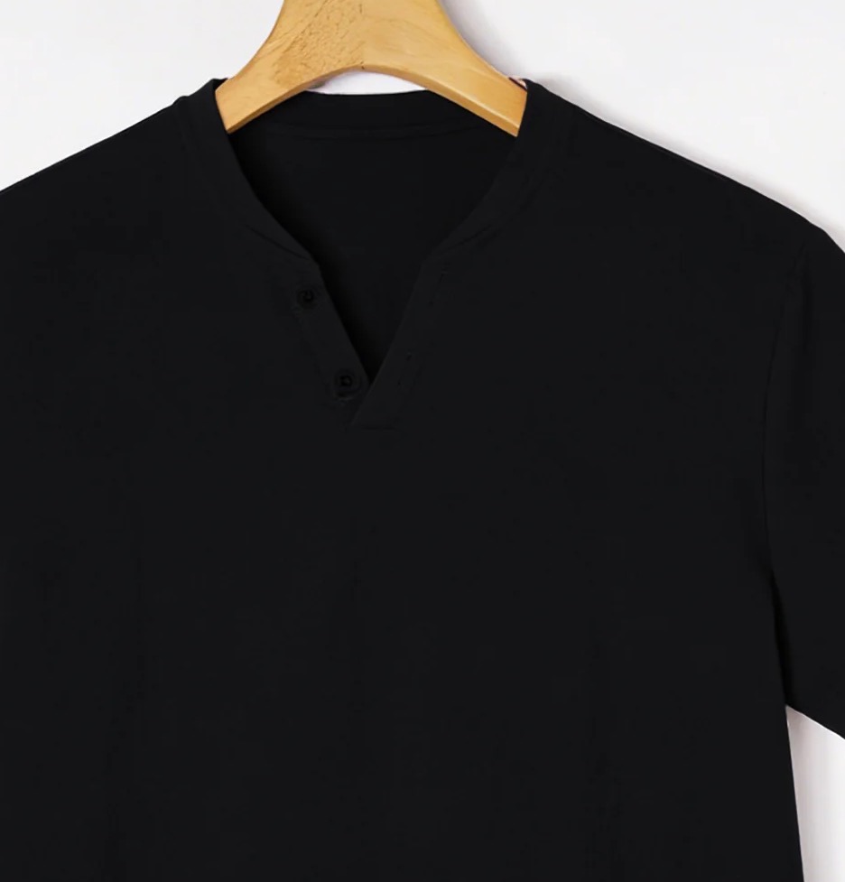 Elegantes schwarzes Henley-Kur – Linen Shirt Breathable Bewertung und Preis
