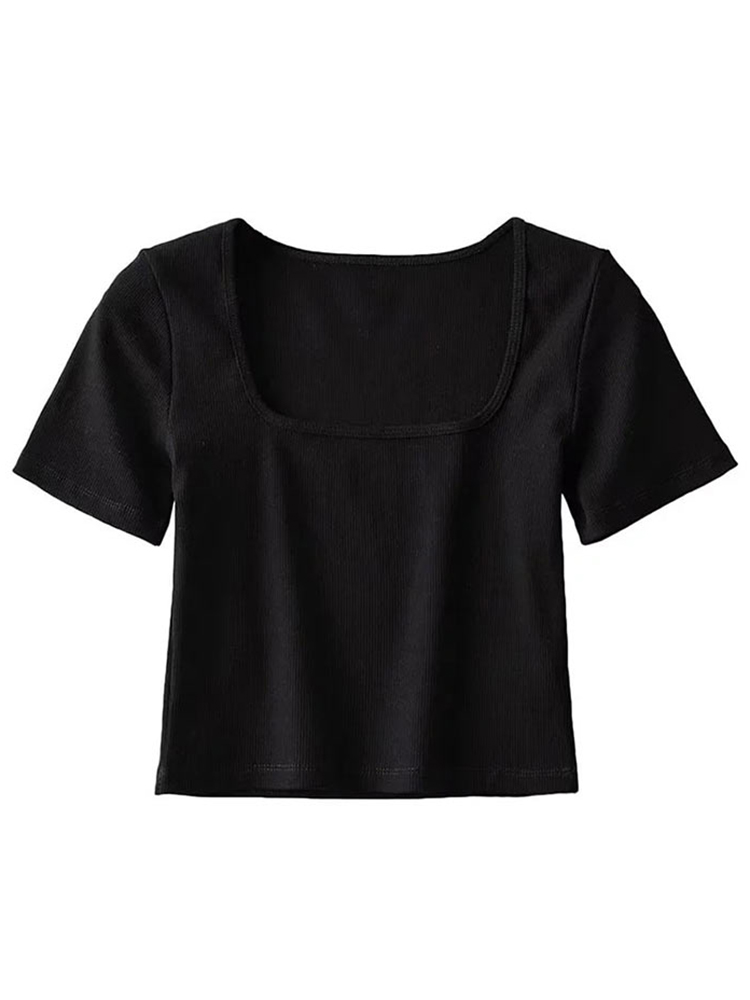 Geripptes Crop-T-Shirt für Dam – Shirt Camp Collar Bewertung und Preis