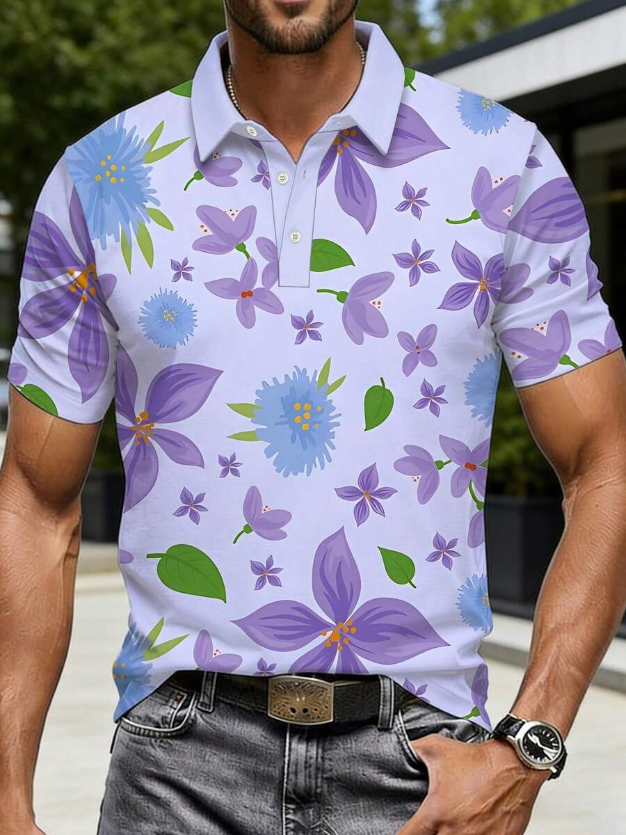 Herren Blumenmuster Piqué-Hemd – Polo Shirt Pique Bewertung und Preis