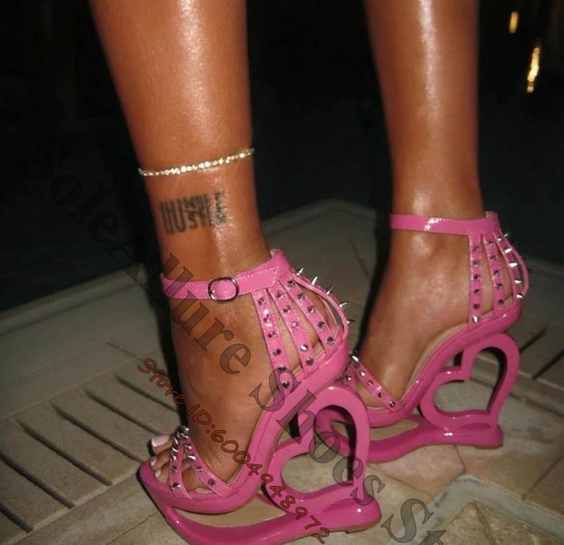 Hot Pink Spike Stud Caged Hear – Casual Sandal Leather Bewertung und Preis