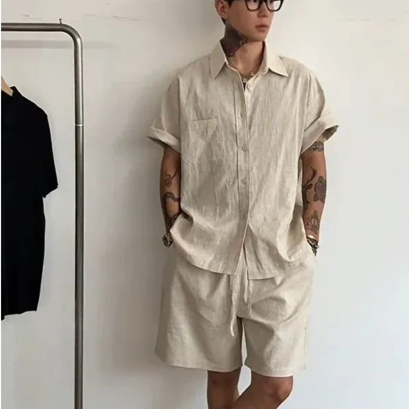 Herren Leinen-Baumwoll-Set, 2- – Linen Shirt Breathable Bewertung und Preis
