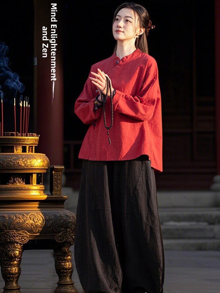 Neues chinesisches Zen-Meditat – Linen Shirt Breathable Bewertung und Preis