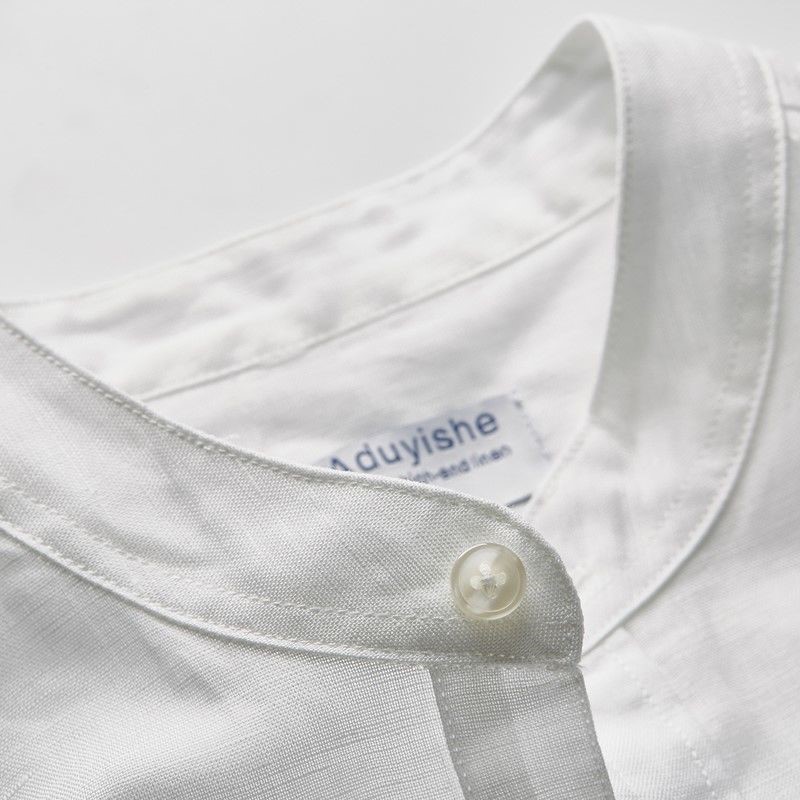 Japanischer Stil Lässiges Krag – Linen Shirt Breathable Bewertung und Preis